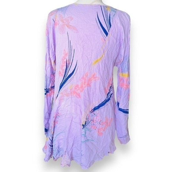 FP1 FREE PEOPLE Lilac Purple Clear Skies Floral Cold Shoulder Tunic Mini Dress X - Picture 3 of 7